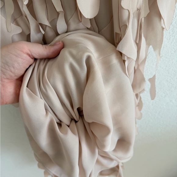 Catherine Regehr Formal Dress T Neck Bejeweled 100% Silk Spiral Hem Pink Medium - Picture 9 of 13